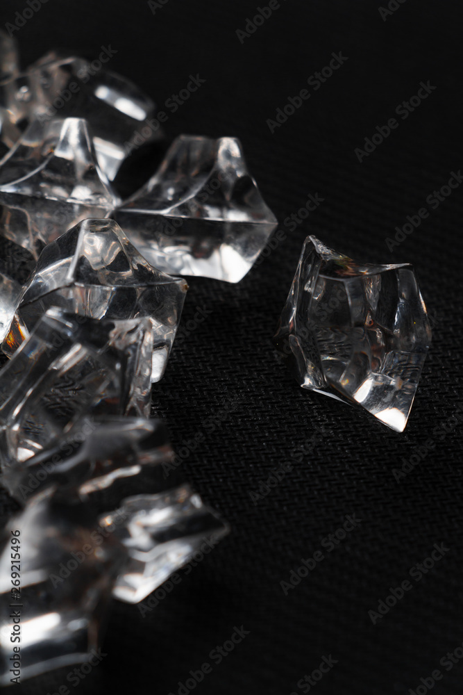 Crystals in the black table Crystals in the black table