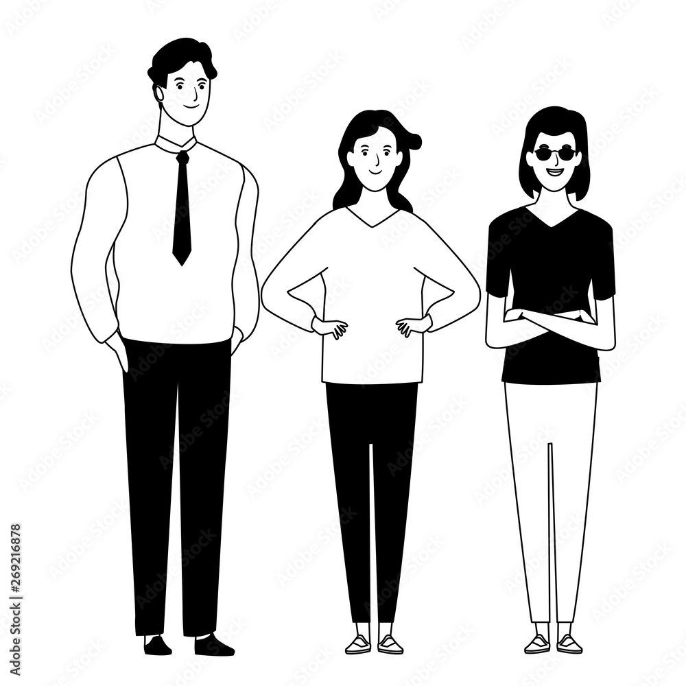 group of people avatar cartoon character in black and white group of people avatar cartoon character in black and white
