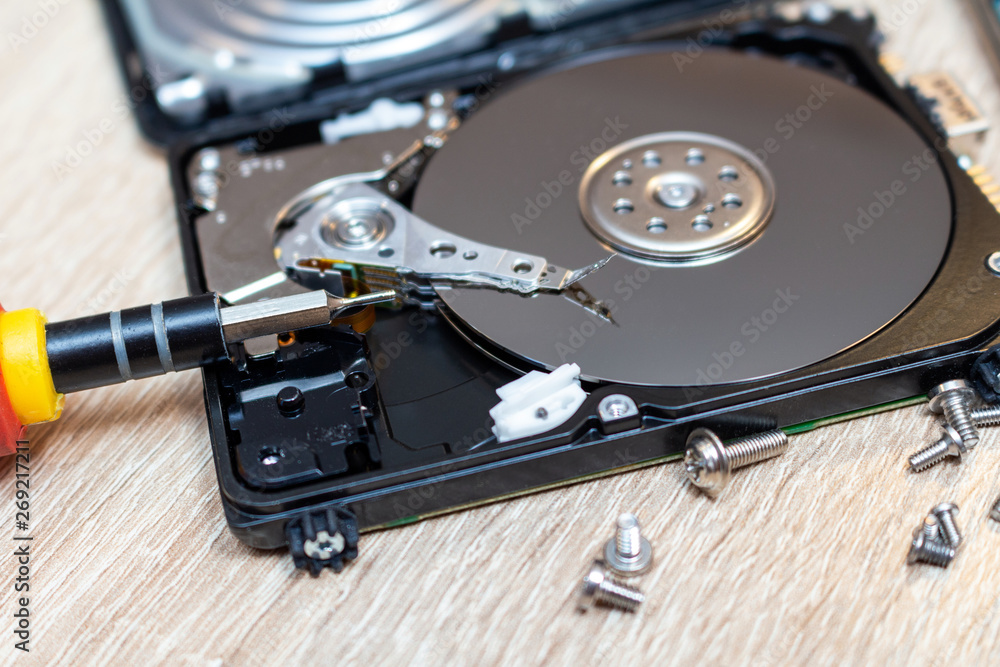 old broken hard disk drives composition in a repair recovery service old broken hard disk drives composition in a repair recovery service