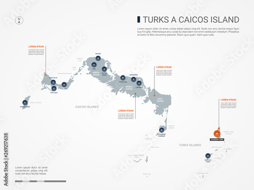 Turks and Caicos map with borders, cities, capital and administrative divisions. Infographic vector map. Editable layers clearly labeled.