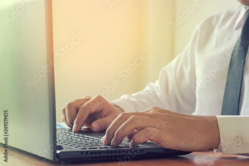 Hands of businessmen who are using the keyboard