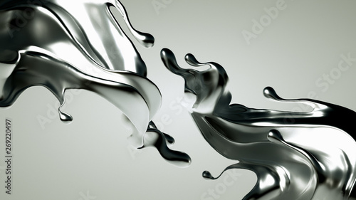 Silver splash. 3d illustration, 3d rendering. photo