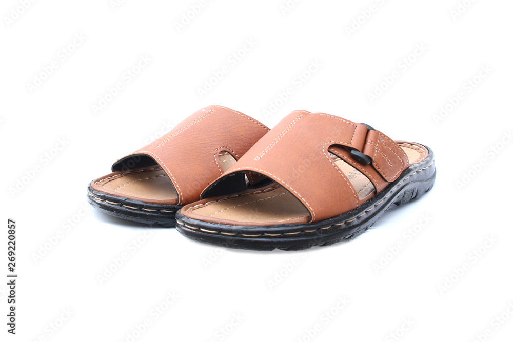 Leather sandals on isolated white Leather sandals on isolated white