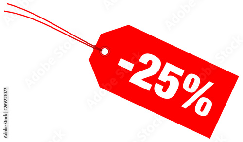 Rotes Etikett „25%“ Diagonal