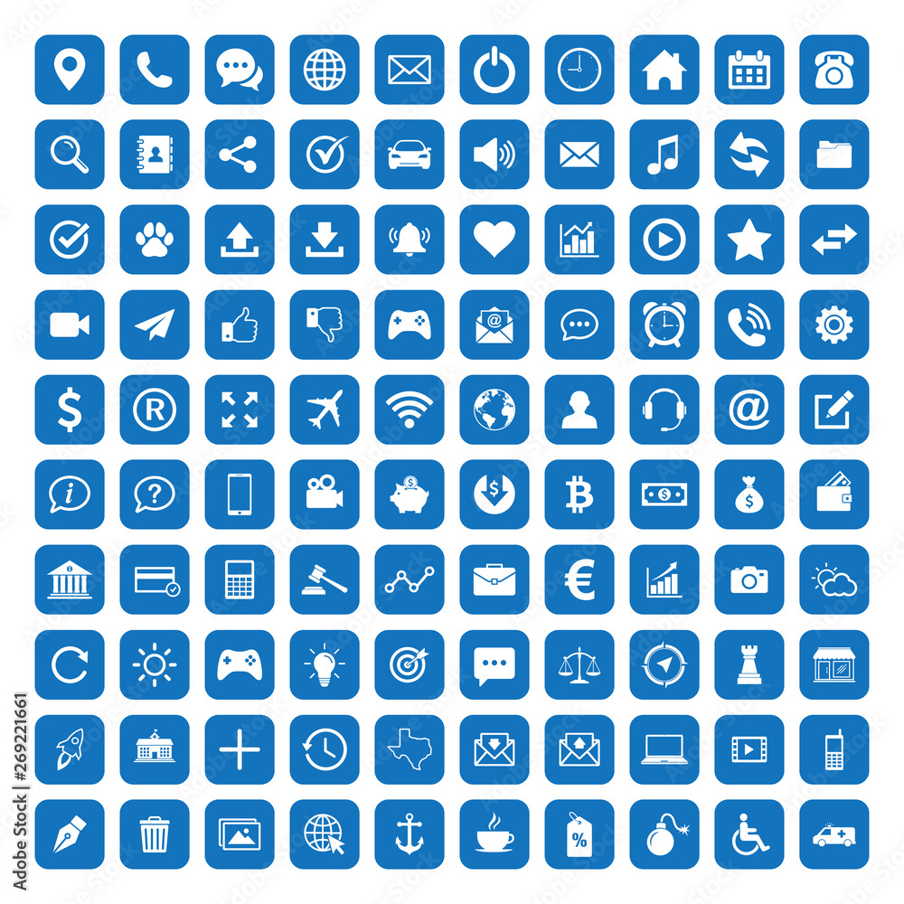 100 Icons For Web, web icons set vector. Social media icons vector 100 Icons For Web, web icons set vector. Social media icons vector