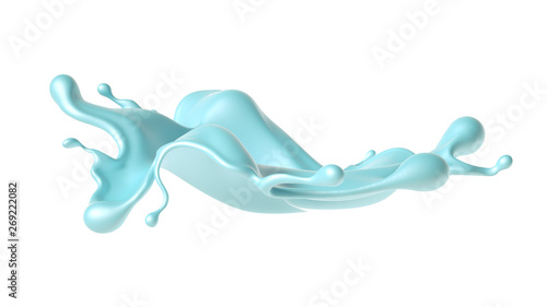Beautiful turquoise paint splash. 3d illustration  3d rendering.