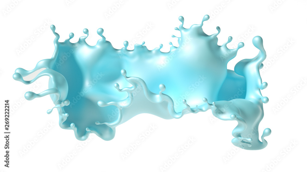 Beautiful turquoise paint splash. 3d illustration, 3d rendering.