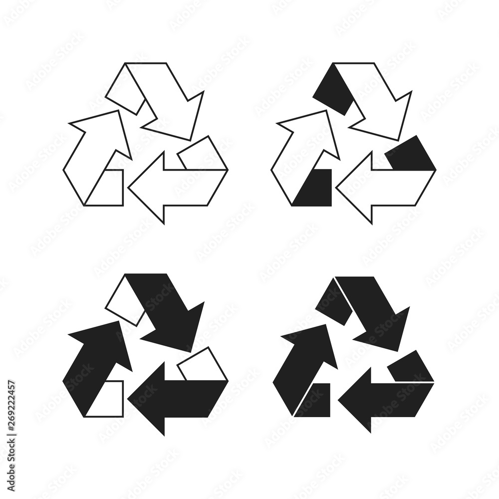 Set of recycle vector icons. Set of recycle vector icons.