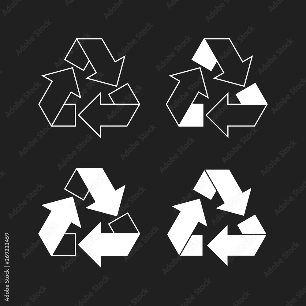 Set of recycle vector icons. Set of recycle vector icons.