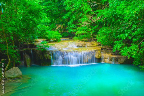 Erawan Waterfall is located in the Erawan National Park area. Divided into seven levels
