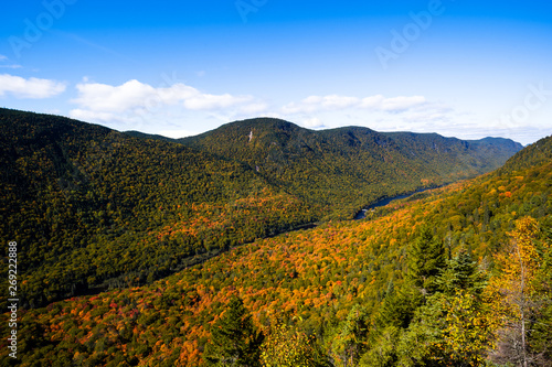 Panoramic view of the mountains in the national parc of Jacques Cartier, Quebec, Canada