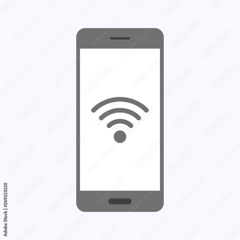 Wifi technology icon with smartphone on white background Wifi technology icon with smartphone on white background