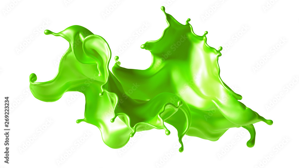 Fototapeta premium Beautiful green paint splash. 3d illustration, 3d rendering.