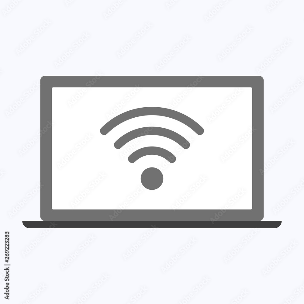Wifi technology icon with laptop on white background Wifi technology icon with laptop on white background