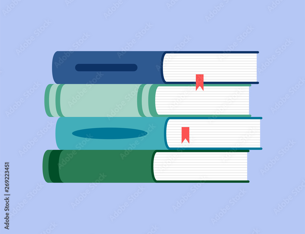 Fototapeta premium Book flat design style on blue background, education vector illustration