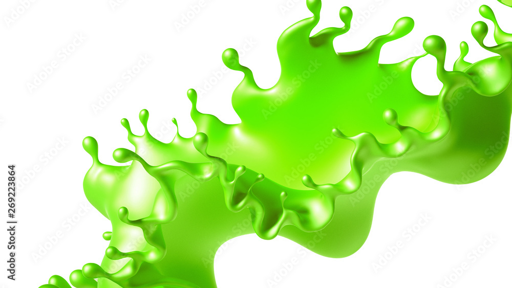 Beautiful green paint splash. 3d illustration, 3d rendering. Beautiful green paint splash. 3d illustration, 3d rendering.