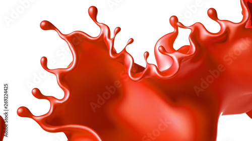 Beautiful red paint splash. 3d illustration, 3d rendering.