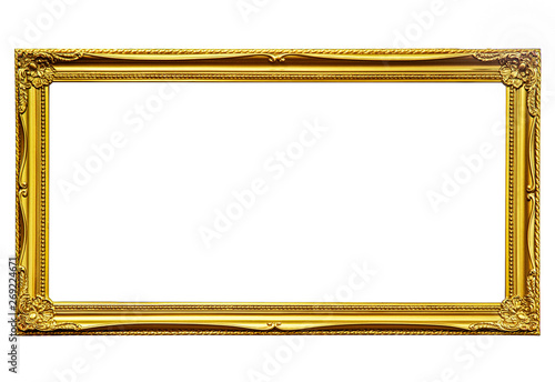 golden panorama frame isolated on white background