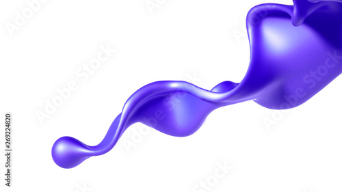 Beautiful purple paint splash. 3d illustration, 3d rendering.