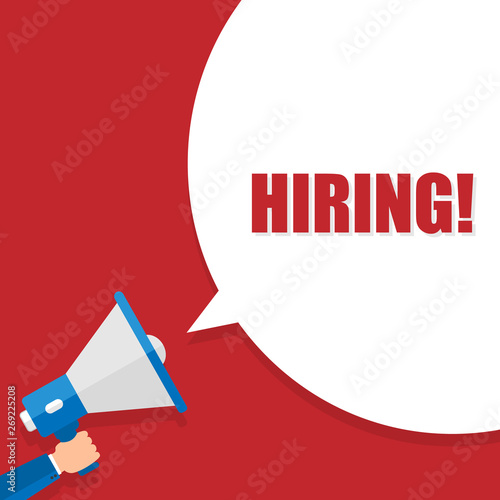 Hand holding megaphone - We are hiring