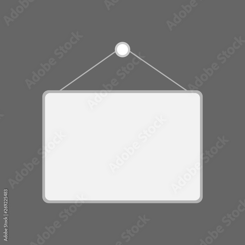 white placard with wooden frame hanged on white. vector