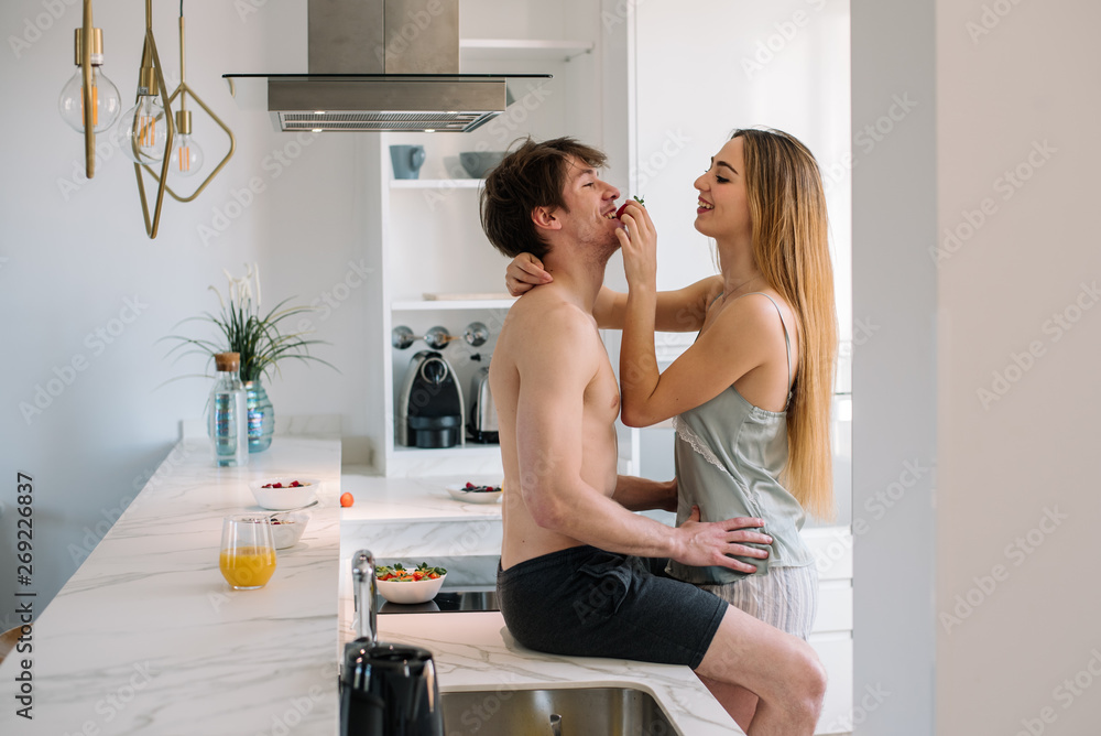 Couple having breakfast at home Couple having breakfast at home