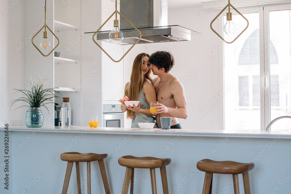Couple having breakfast at home Couple having breakfast at home