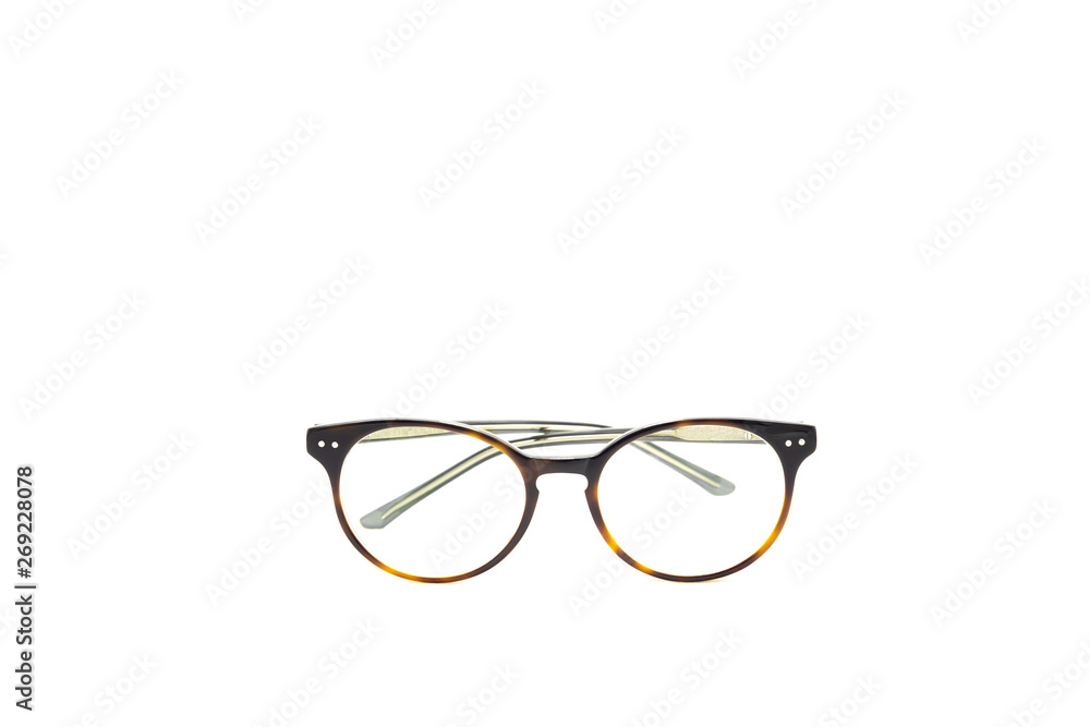 Round frame eye glasses isolated in white background.