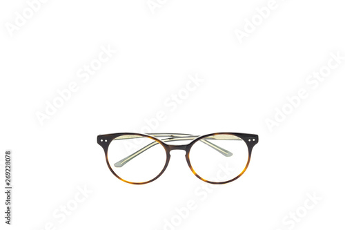 Round frame eye glasses isolated in white background.