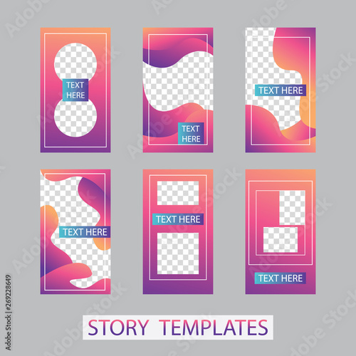 Vector illustration stories template set with liquid abstract modern gradient background for banner sale, presentation, flyer, poster, invitation. modern stories template design.