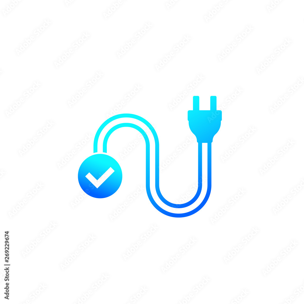 electric plug with check mark, vector electric plug with check mark, vector