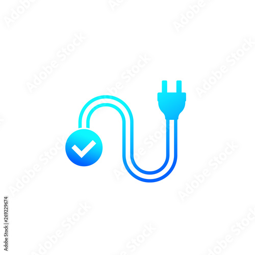 electric plug with check mark, vector