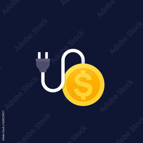 electricity costs, icon with electric plug