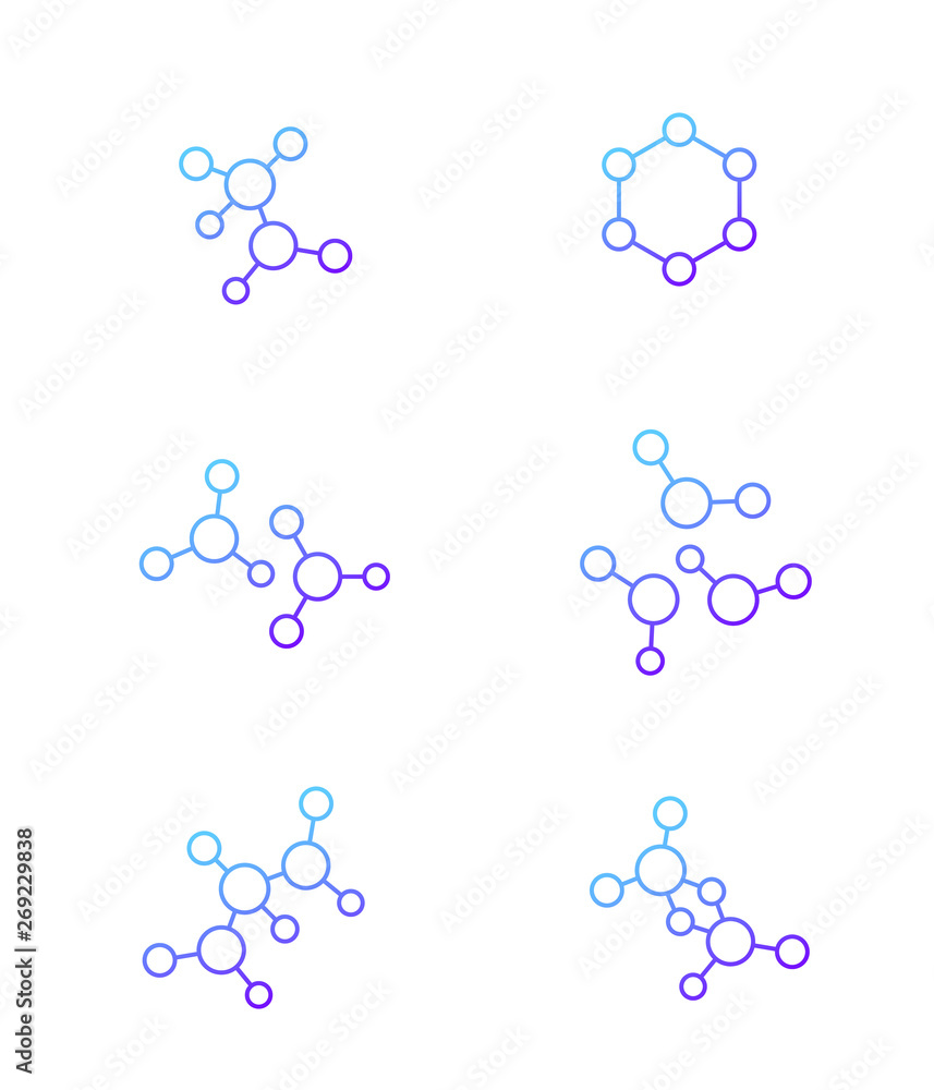 molecule icons, science vector, line