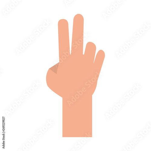 Hand with peace sign cartoon isolated