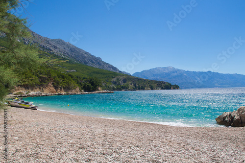 Beautiful Adriatic beach, Dalmatia, Omis riviera, Croatia