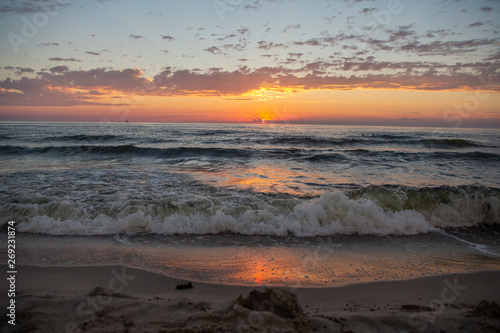 Sunset on the beach at Baltic Sea
