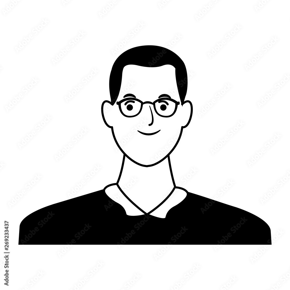 man avatar cartoon character in black and white vector illustration man avatar cartoon character in black and white vector illustration