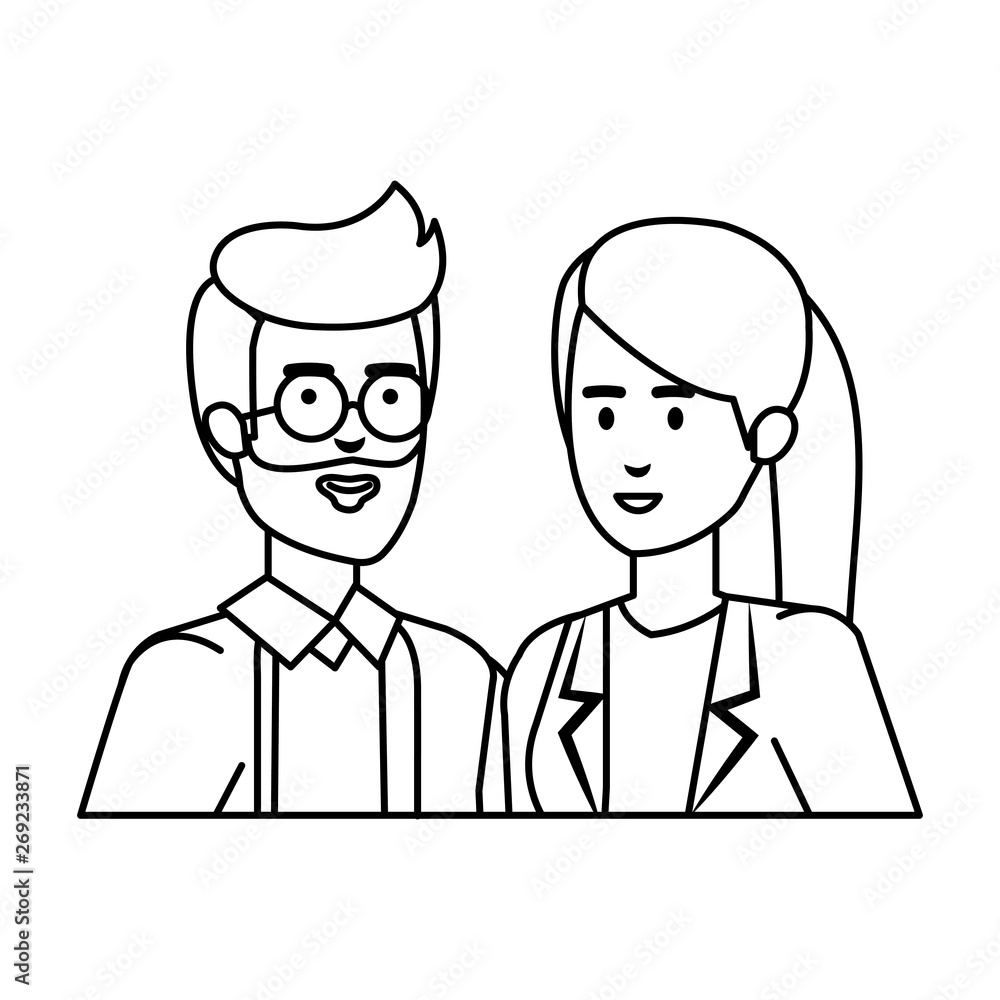 couple of professionals doctors avatars characters couple of professionals doctors avatars characters