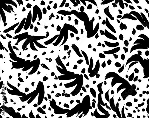 Brush grunge pattern. White and black vector.