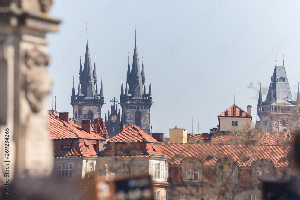 Fototapeta premium Church with two tower view from afar