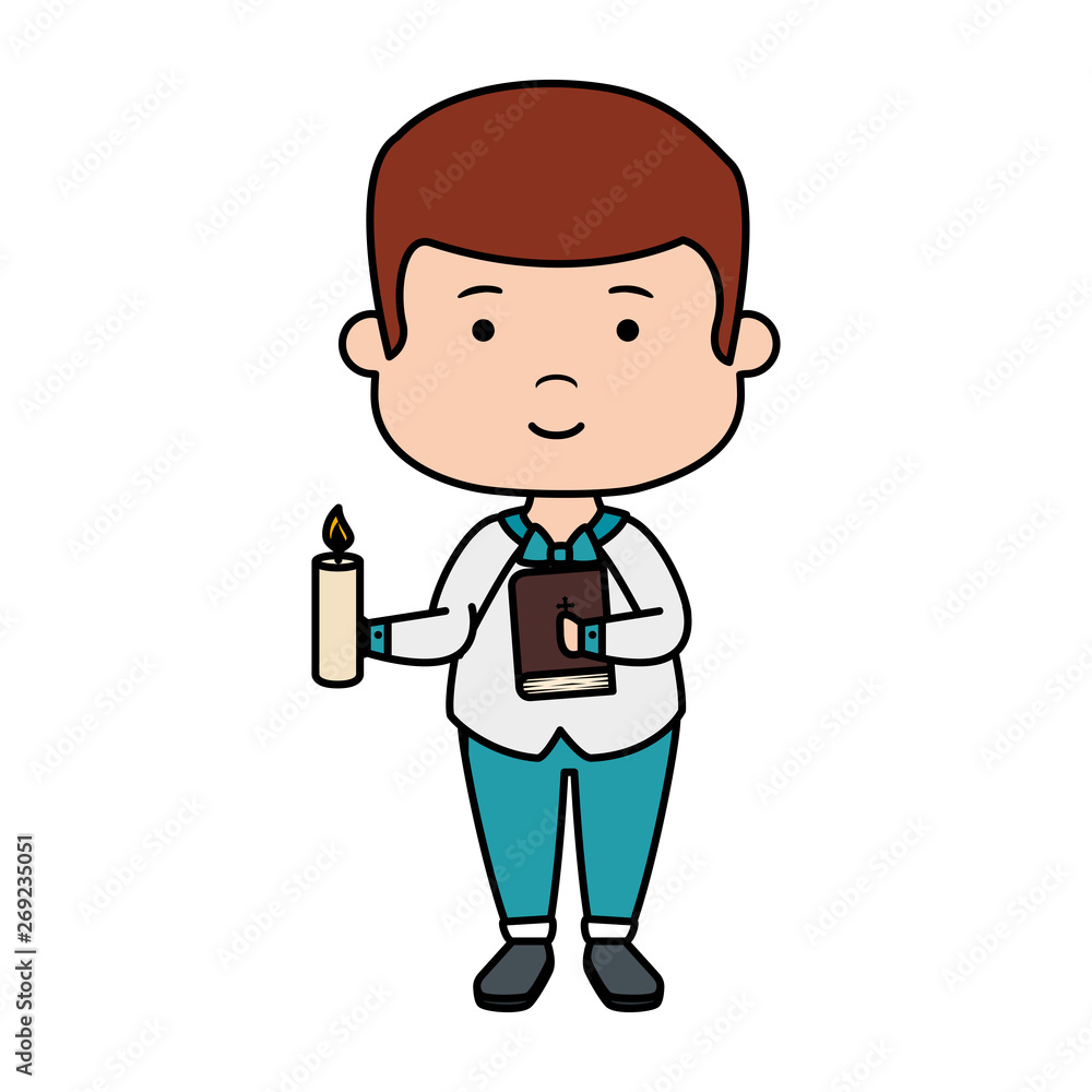 little boy with bible and candle first communion little boy with bible and candle first communion