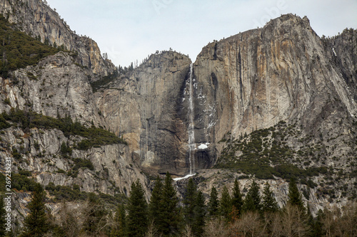 View of nature landscape at Yosemite National Park in the winter,USA. photo