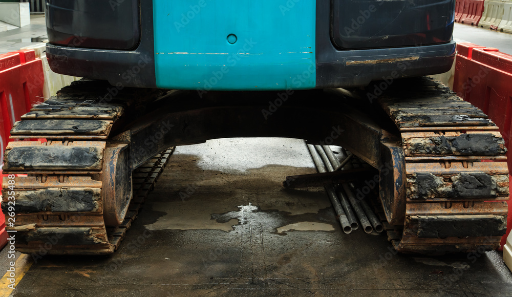 track closeup construction site machine digger excavator bulldozer track closeup construction site machine digger excavator bulldozer