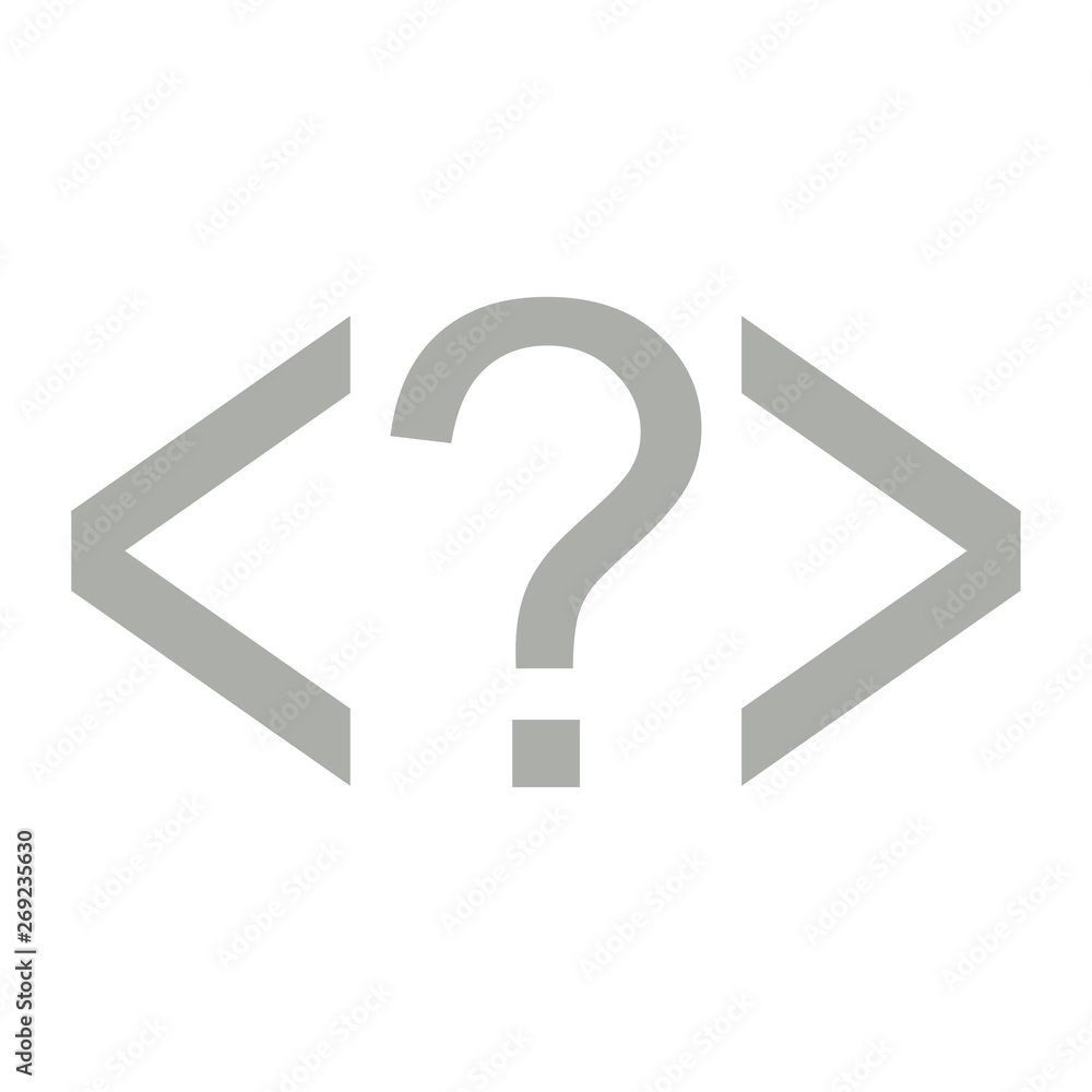 Pair of brackets with a question mark. Programming code - Vector Pair of brackets with a question mark. Programming code - Vector