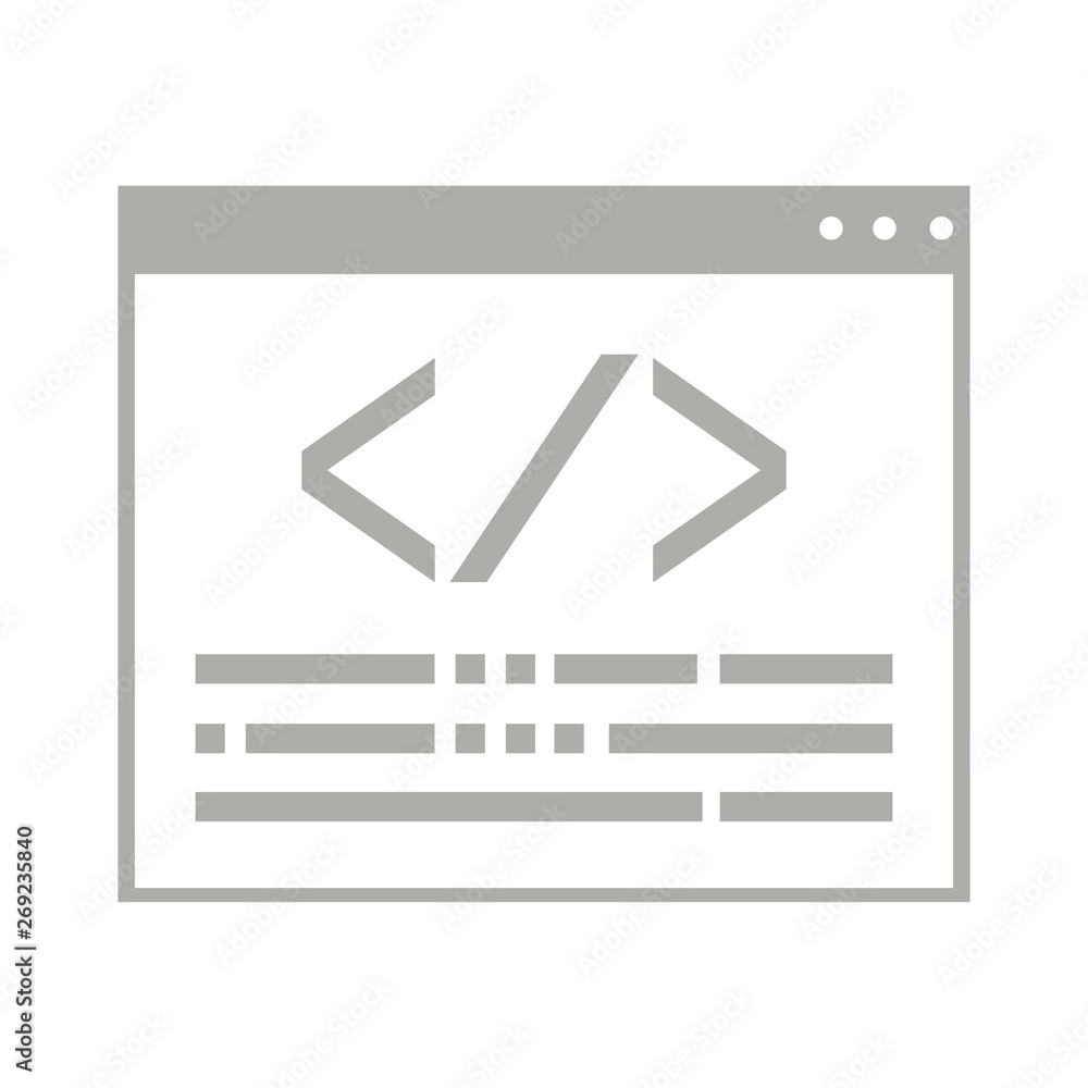 Browser window with a pair of brackets and a slash - Vector Browser window with a pair of brackets and a slash - Vector