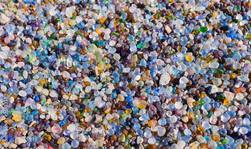 colorful glass stone beach background top view