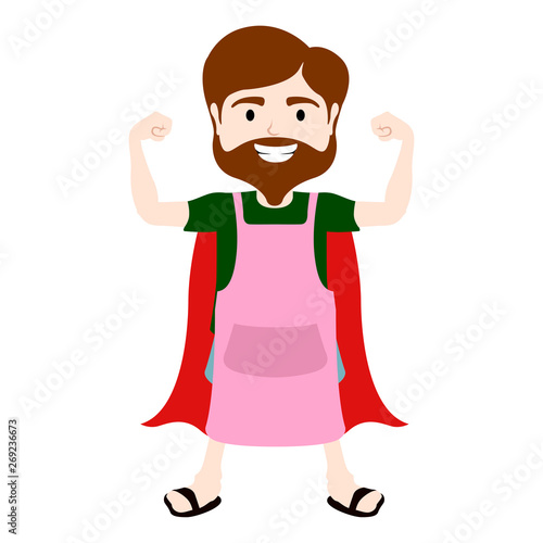 Isolated super dad with an apron - Vector