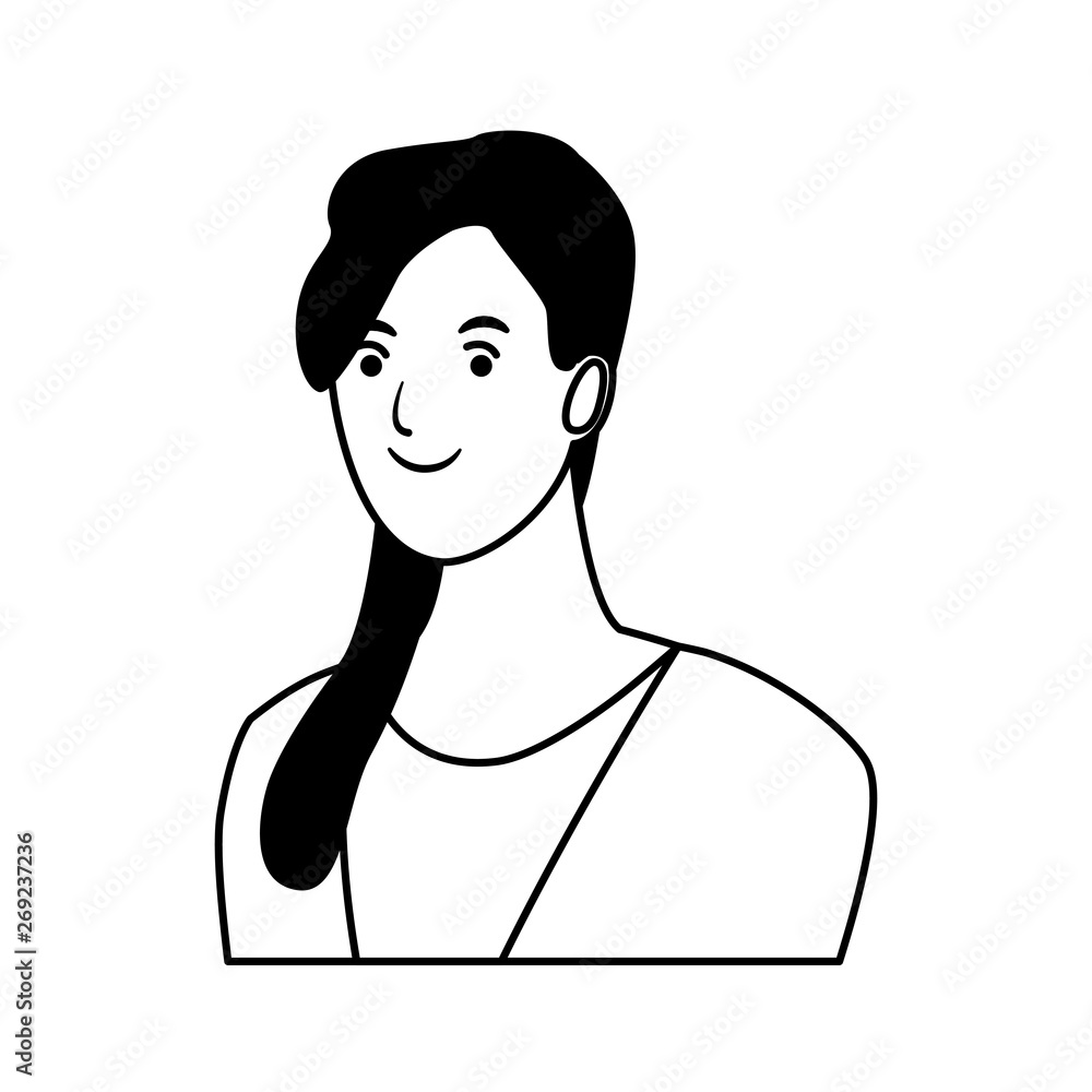 woman avatar cartoon character in black and white vector illustration woman avatar cartoon character in black and white vector illustration