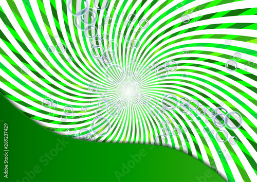 Abstract illustration of soap bubbles on a background with rays. Elements of purity and freshness for your design.